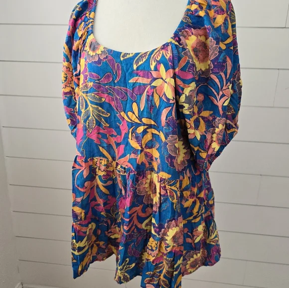 Terra & Sky Plus Size Colorful Floral Blouse Top size 2x - Picture 3 of 7